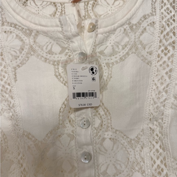 Free People Jae White Lace button up Blouse - Picture 4 of 7
